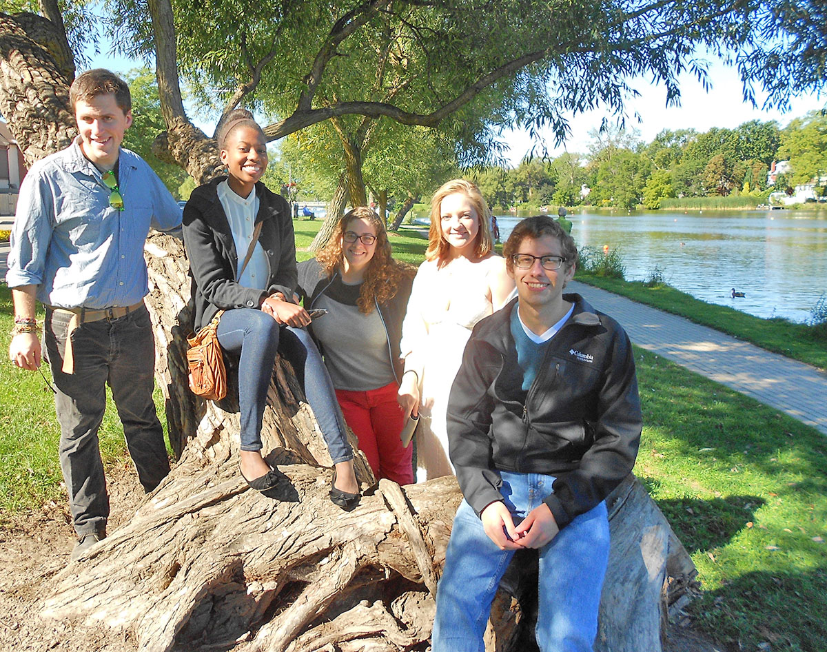 Students by the Avon River
