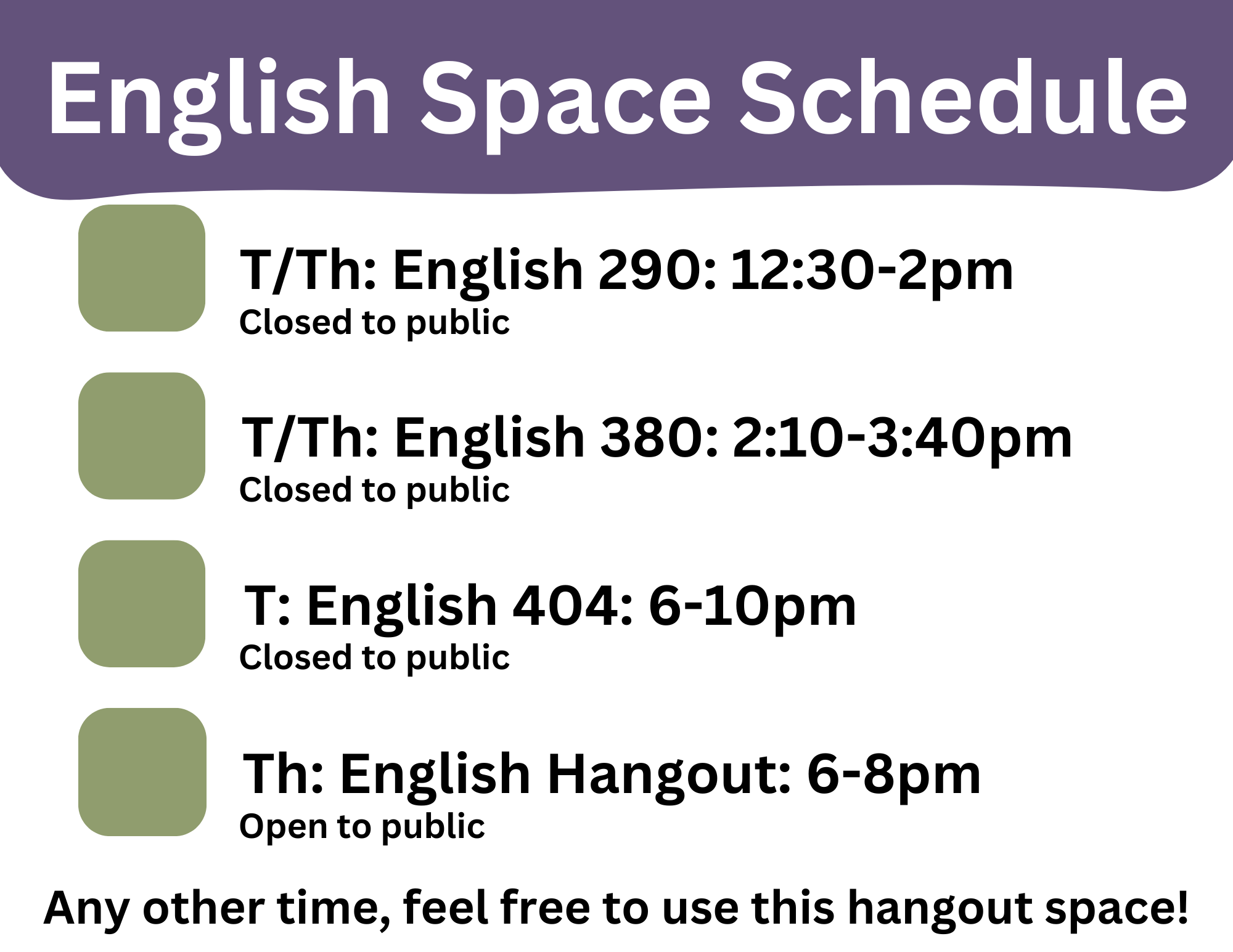 English Schedule Graphic