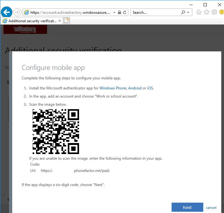 Microsoft Authenticator app