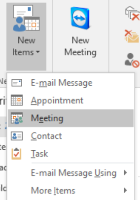 New Item Menu - Meeting(Windows)