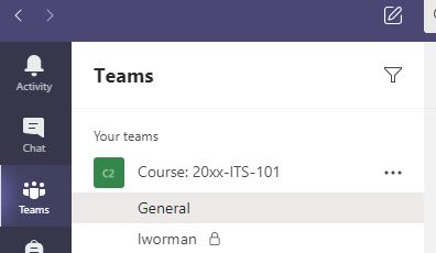 Teams course general tab