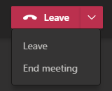 Teams Meeting Leave Menu