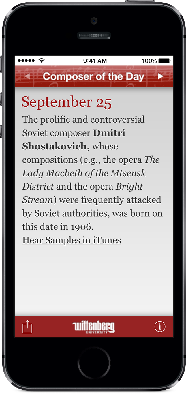 iPhone app Composer of the Day