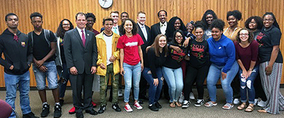 Upward Bound students at funding announcement