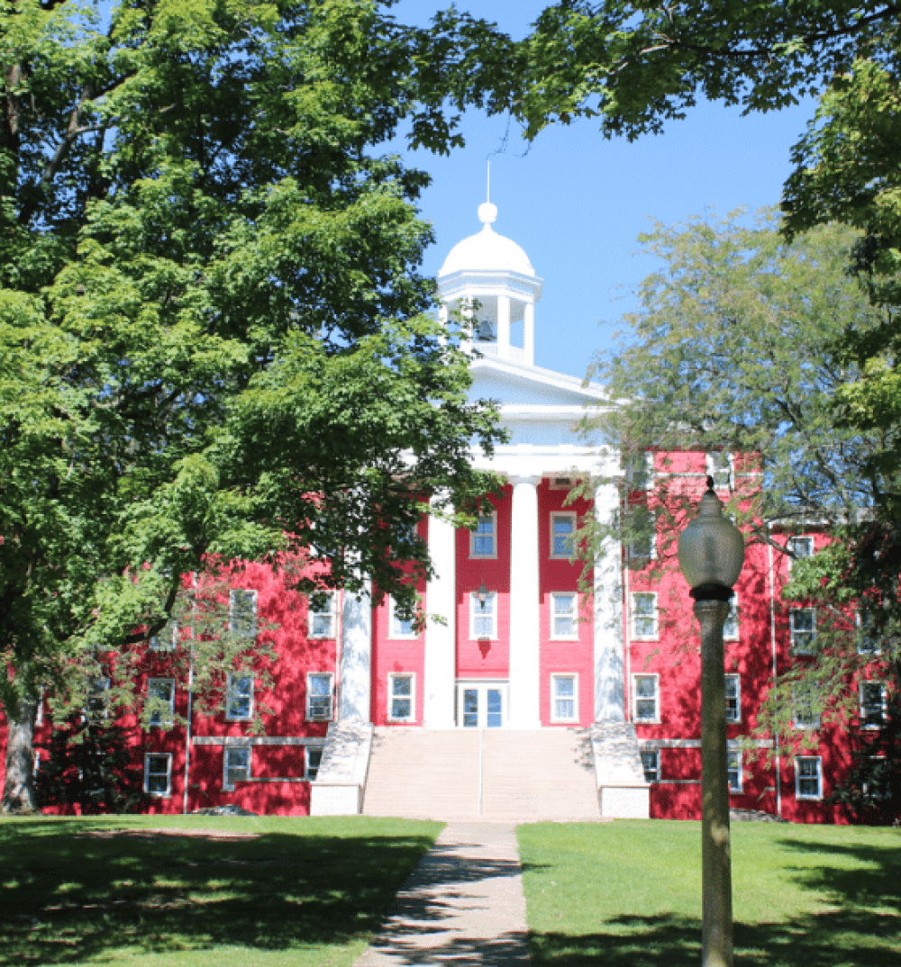 Myers Hall restored to its beautiful red color