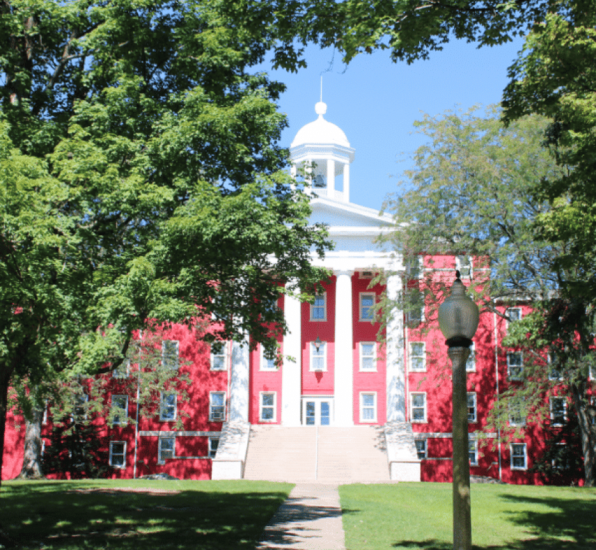 Myers Hall restored to its beautiful red color