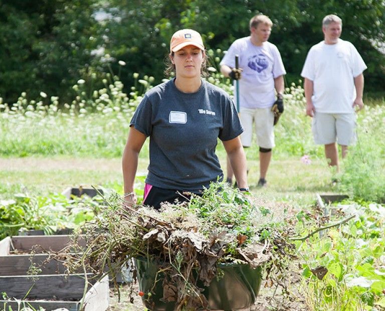 Students Working a Community Garden