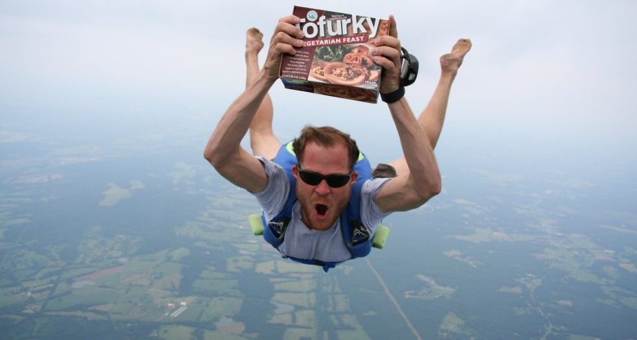 Skydiving with package 