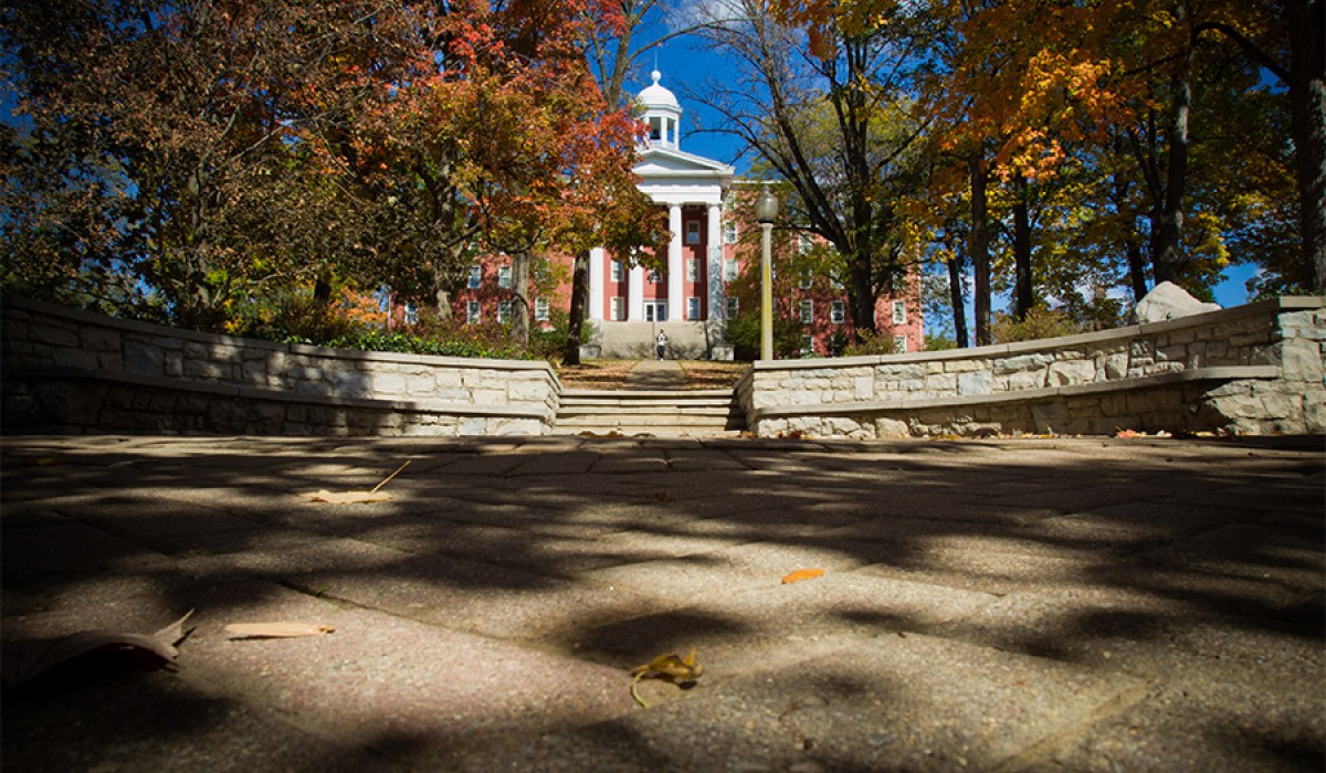 Myers Hall from the Campus Seal