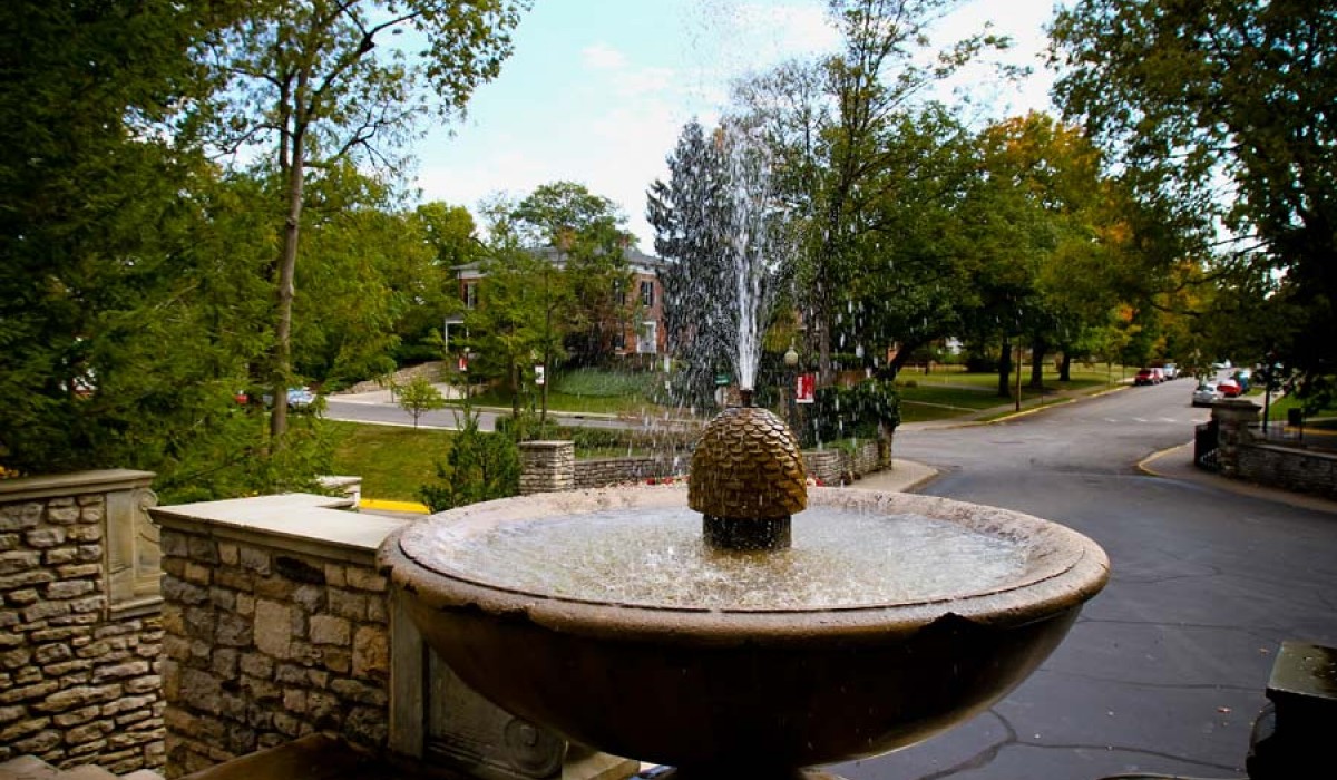 A close up of the fountain