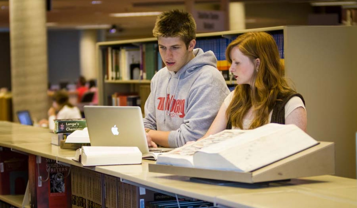 Students in Thomas Library