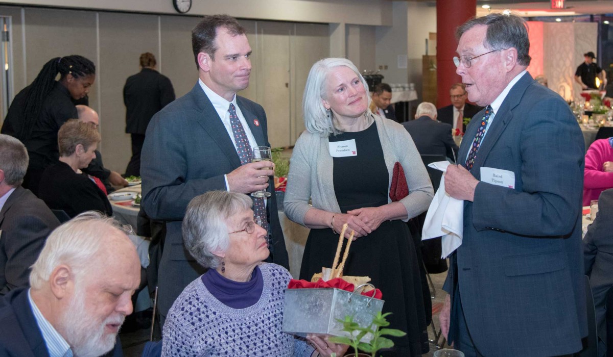 Former President Baird Tipson with President Michael Frandsen and Sharon Frandsen