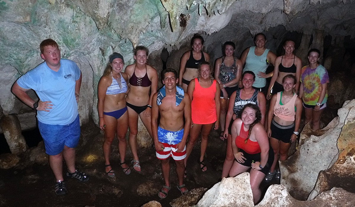 The whole gang in the cave