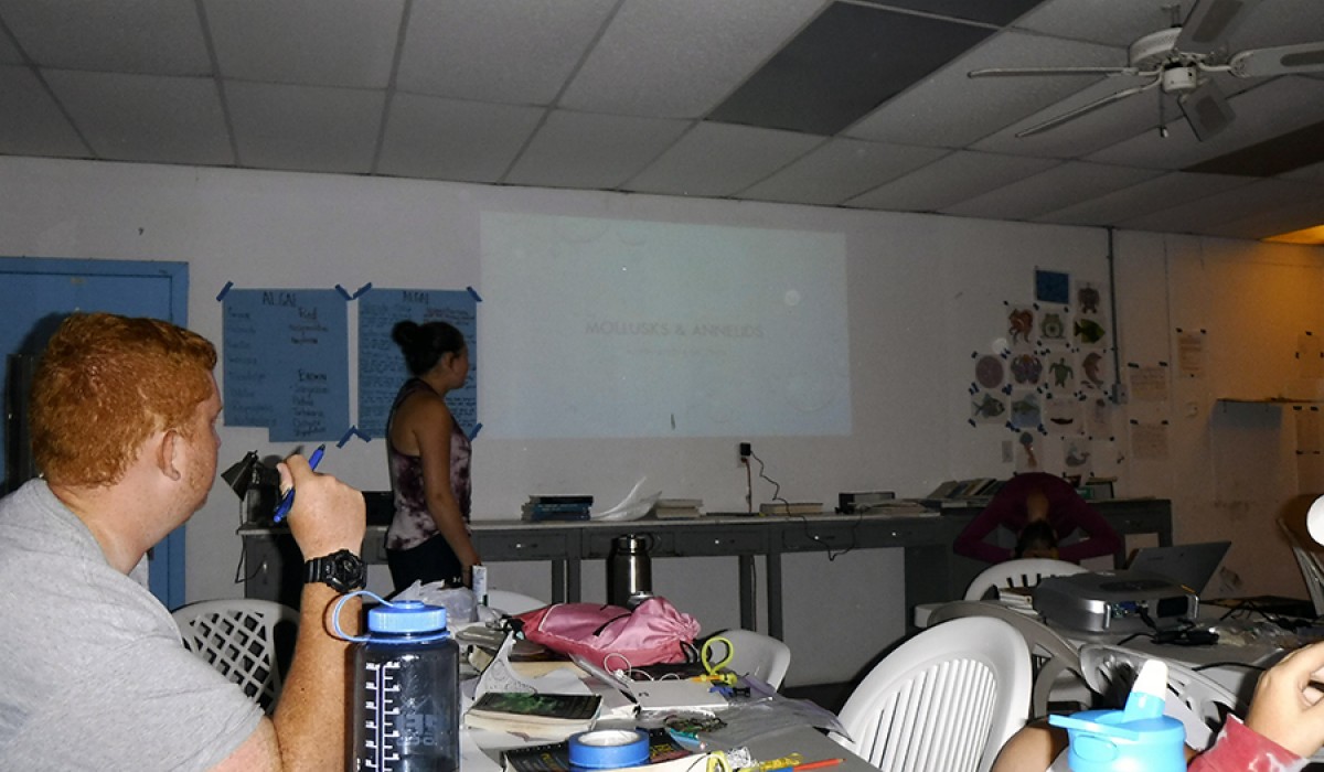 Alyssa and MC presenting their Mollusks and Annelids organism project 