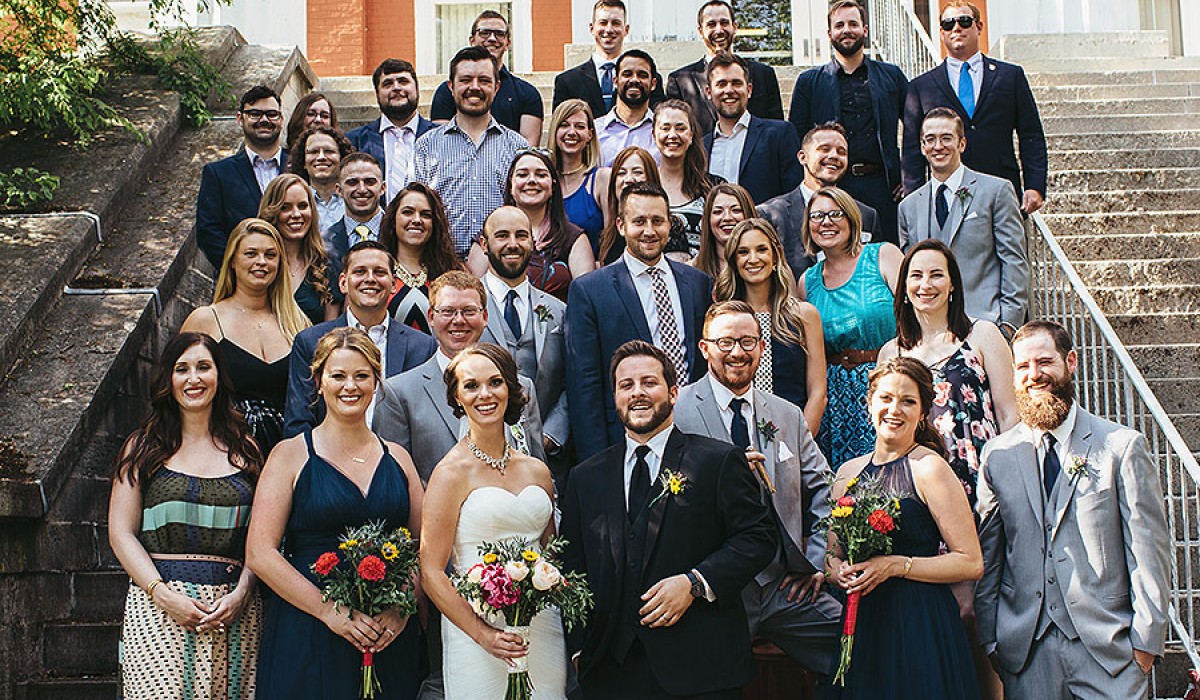 The Brysons and guests at their Wittenberg wedding