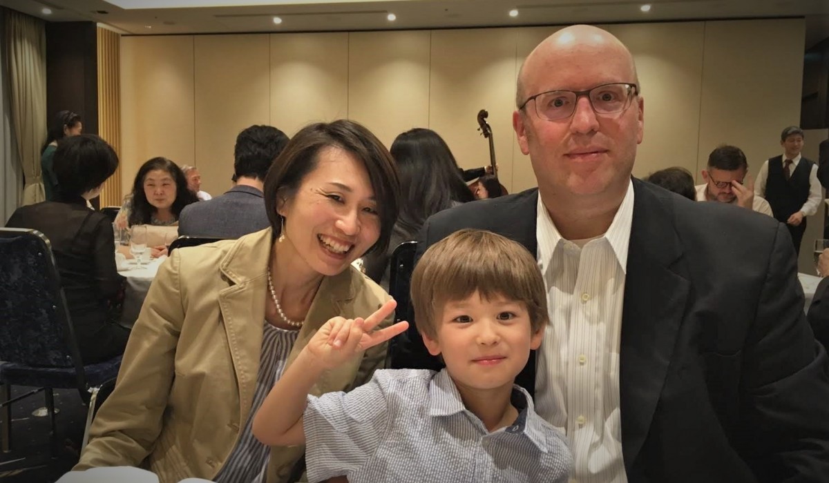 Peter Tyksinski and his wife, Mari Fujita, and son, Teo