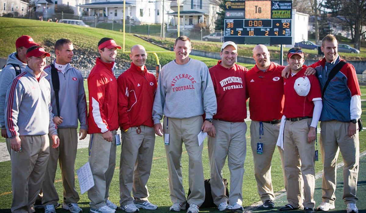 Coaching Staff Celebrates Comeback NCAA Tournament Win At Heidelberg