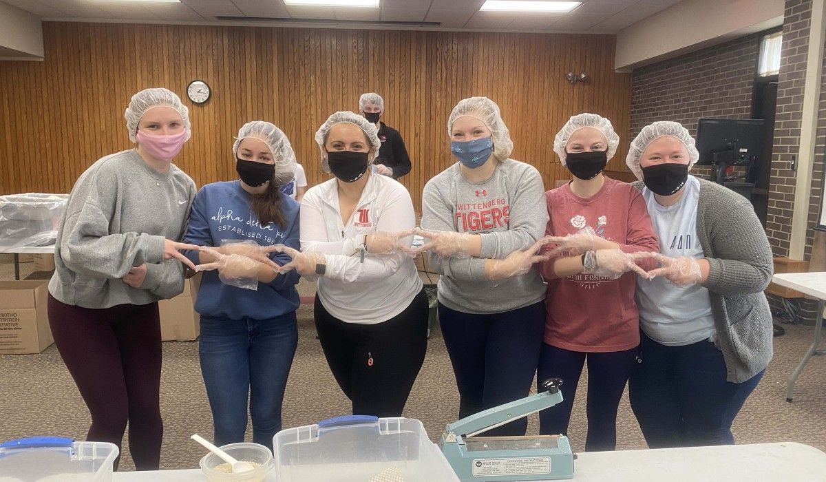 Members of ADPi participate in a Lesotho Nutrition Initiative (LNI) packing event