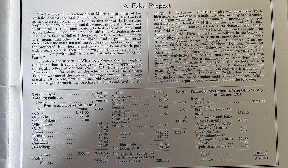 1923 Game Program Page