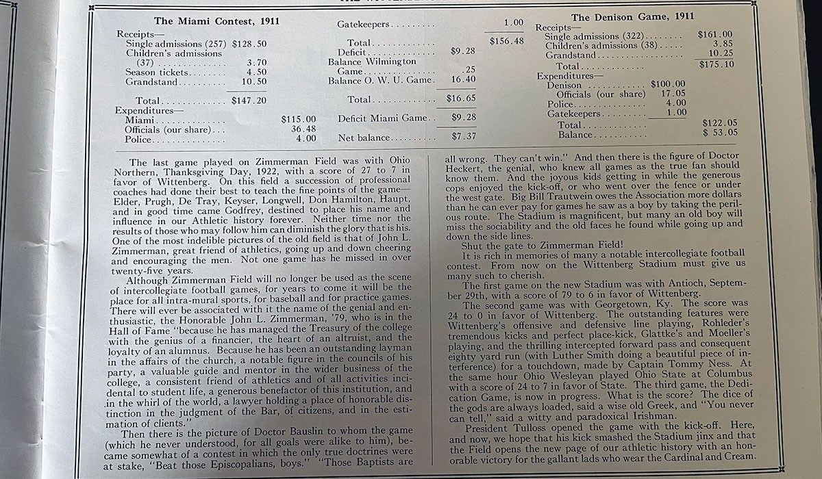 1923 Game Program Page