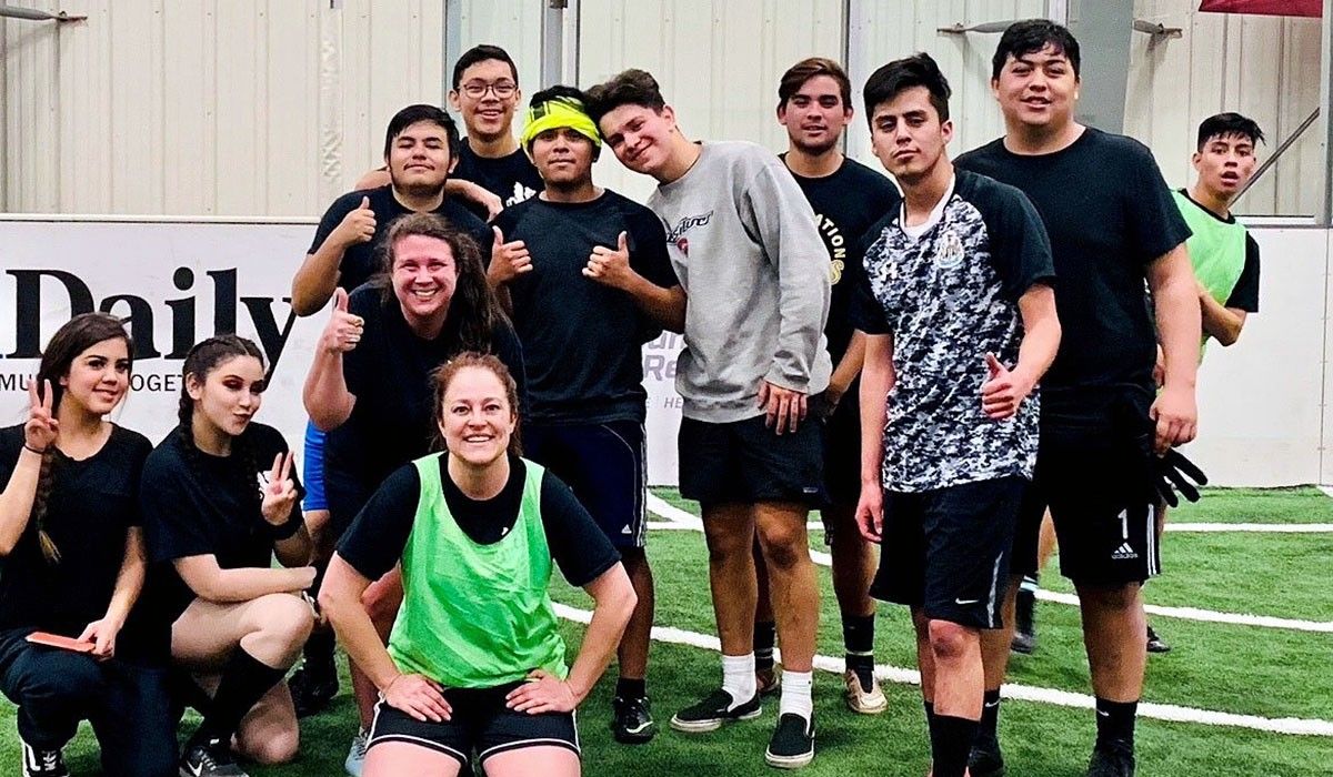 Jordan Bamberger and students in the Red Canyon High School soccer program