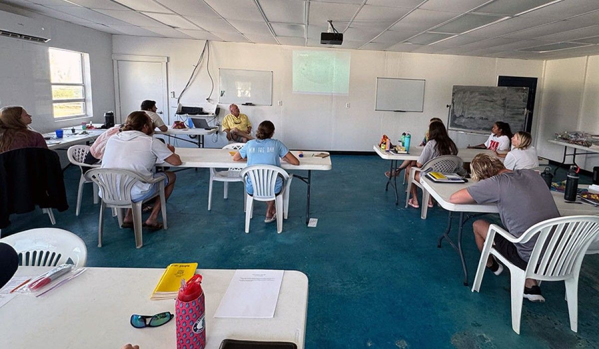 Students taking their exam in our classroom