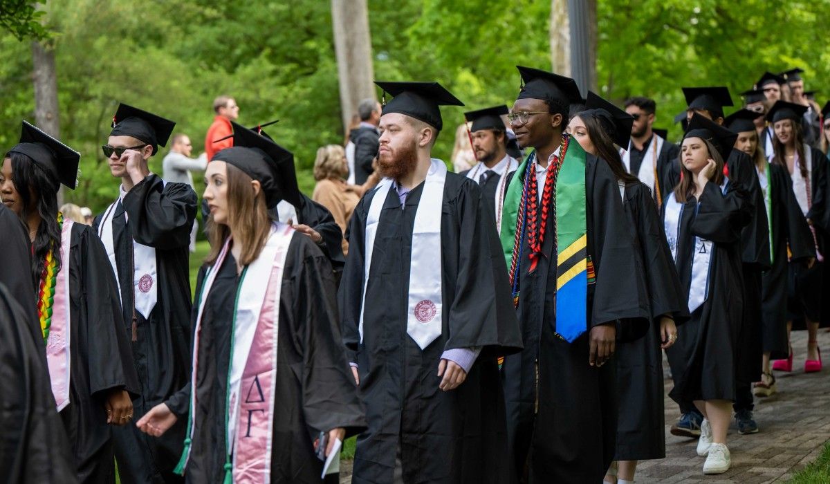 Graduates heading to Commencement Hollow
