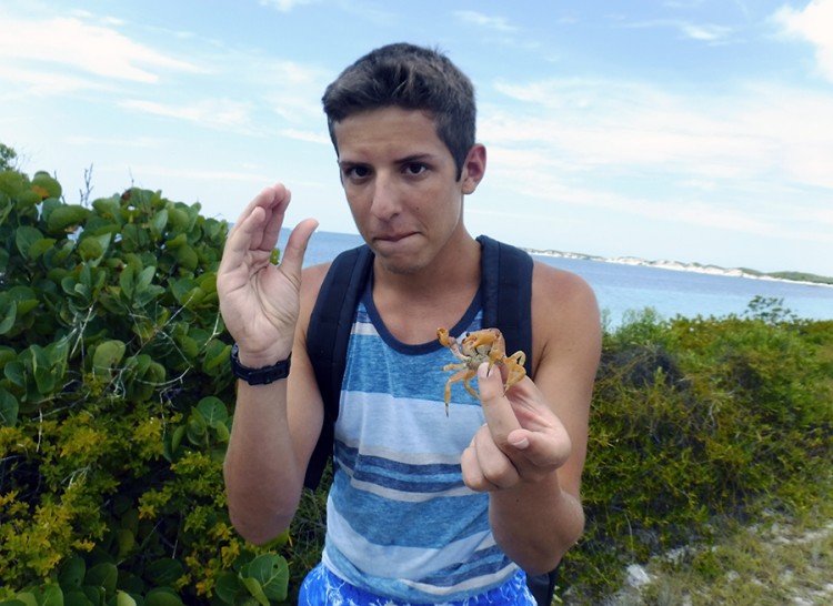 Drew with a purple land crab