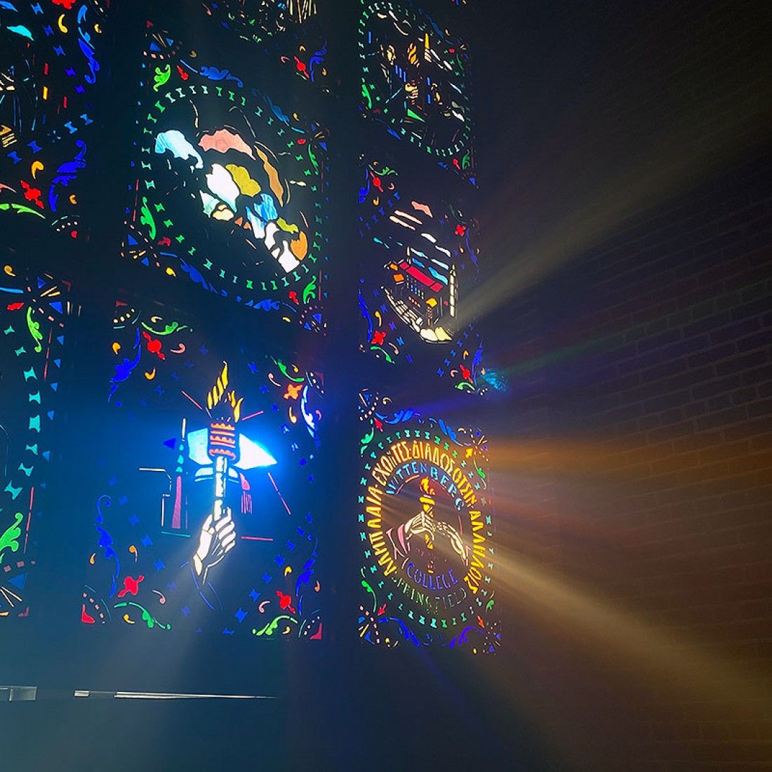 Light Shining Through Stained Glass in Weaver Chapel